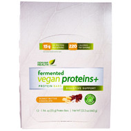 Genuine Health Fermented Vegan Proteins plus Protein Bars Digestive Support Peanut Butter Chocolate -- 12 Bars