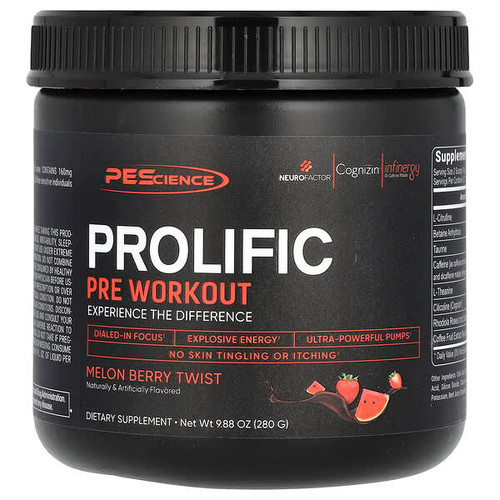 <img alt="PEScience, Prolific, Pre Workout, Melon Berry Twist, 9.88 oz (280 g)" title="PEScience, Prolific, Pre Workout, Melon Berry Twist, 9.88 oz (280 g),040232199271"