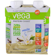 Vega, Protein + Shake, Vanilla Flavored, 4 Cartons, 11 oz (325 ml) Each