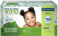 Seventh Generation, Baby Wipes,  Free & Clear, 768 Wipes