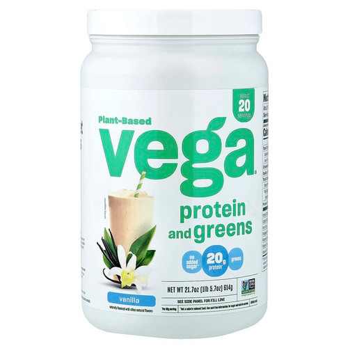 <img alt="Vega, Plant-Based Protein and Greens, Vanilla, 1 lb 5.7 oz (614 g)" title="Vega, Plant-Based Protein and Greens, Vanilla, 1 lb 5.7 oz (614 g),838766006413"