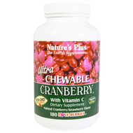 Natures Plus, Ultra Chewable Cranberry with Vitamin C, Natural Cranberry/Strawberry Flavor, 180 Love-Berries