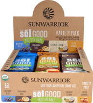 Sunwarrior Organic Sol Good Protein Bars Variety Pack - 12 Bars