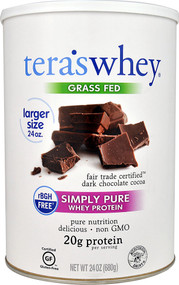 Teras Whey Simply Pure Whey Protein rBGH Free Grass Fed Dark Chocolate Cocoa -- 24 oz