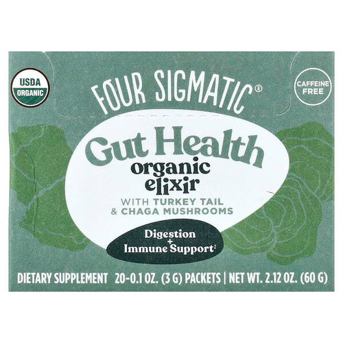 <img alt="Four Sigmatic, Gut Health Organic Elixir, With Turkey Tail & Chaga Mushrooms, Caffeine Free, 20 Packets, 0.1 oz (3 g) Each" title="Four Sigmatic, Gut Health Organic Elixir, With Turkey Tail & Chaga Mushrooms, Caffeine Free, 20 Packets, 0.1 oz (3 g) Each,4897039310387"