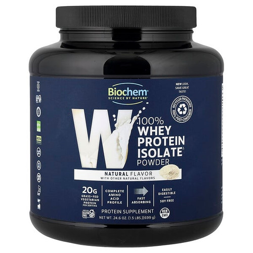 <img alt="Biochem, 100% Whey Protein Isolate Powder, Natural, 1.5 lbs (699 g)" title="Biochem, 100% Whey Protein Isolate Powder, Natural, 1.5 lbs (699 g),015794018414"
