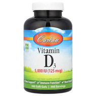 <img alt="Carlson, Vitamin D3, 125 mcg (5,000 IU), 360 Soft Gels" title="Carlson, Vitamin D3, 125 mcg (5,000 IU), 360 Soft Gels,088395141201"