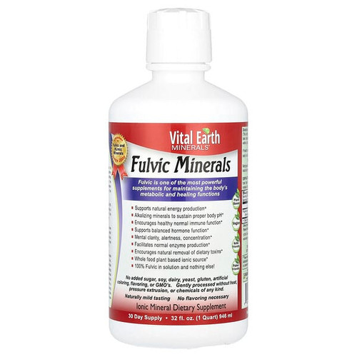 <img alt="Vital Earth Minerals, Fulvic Minerals, 180 mg, 32 fl oz (946 ml)" title="Vital Earth Minerals, Fulvic Minerals, 180 mg, 32 fl oz (946 ml),855748000016"