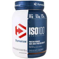 Dymatize Nutrition, ISO 100, Hydrolyzed, 100% Whey Protein Isolate Powder, Chocolate Coconut, 25.6 oz (725 g)