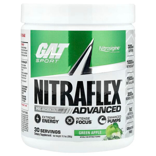 <img alt="GAT, Sport, NITRAFLEX Advanced, Pre-Workout, Green Apple, 10.1 oz (285 g)" title="GAT, Sport, NITRAFLEX Advanced, Pre-Workout, Green Apple, 10.1 oz (285 g),859613648884"