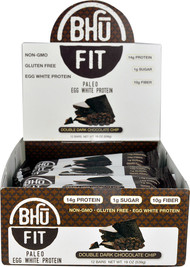 BHU Fit Paleo Egg White Protein Bar Double Dark Chocolate Chip -- 12 Bars