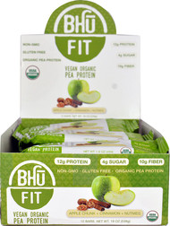 BHU Fit Vegan Organic Pea Protein Bar Apple Chunk Cinnamon Nutmeg - 12 Bars