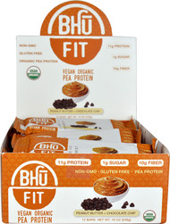 BHU Fit Vegan Pea Protein Bar Peanut Butter & Chocolate Chip -- 12 Bars