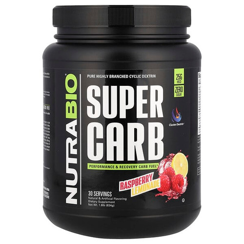 <img alt="NutraBio, Super Carb, Raspberry Lemonade, 1.8 lb (834 g)" title="NutraBio, Super Carb, Raspberry Lemonade, 1.8 lb (834 g),649908259815"