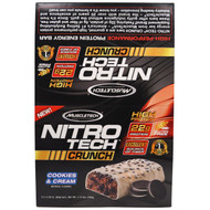 Muscletech, Nitro Tech Crunch Bars, Cookies & Cream, 12 Bars, 2.29 oz (65 g) Each