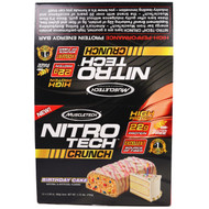 Muscletech, Nitro Tech Crunch Bars, Birthday Cake, 12 Bars, 2.29 oz (65 g) Each