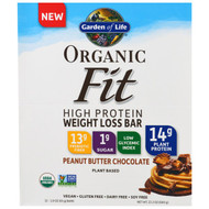 Garden of Life, Organic Fit, High Protein Weight Loss Bar, Peanut Butter Chocolate, 12 Bars, 1.94 oz (55 g) Each