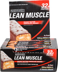 Detour Bar Lean Muscle Whey Protein Bars Peanut Butter Chocolate Crunch - 12 Bars
