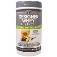 Designer Protein, Designer Whey Advanced, Grass Fed 100% Whey Protein, Vanilla Cookies & Cream, 1.85 lb (840 g)