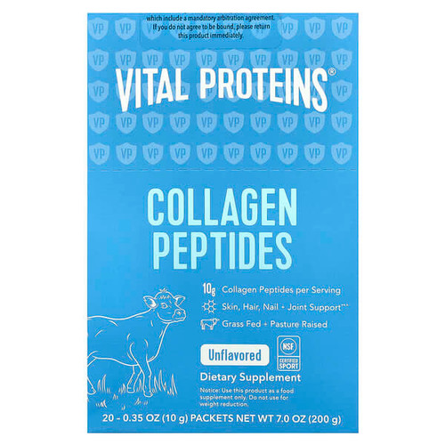 <img alt="Vital Proteins, Collagen Peptides, Unflavored, 20 Packets, 0.35 oz (10 g) Each" title="Vital Proteins, Collagen Peptides, Unflavored, 20 Packets, 0.35 oz (10 g) Each,850232005393"