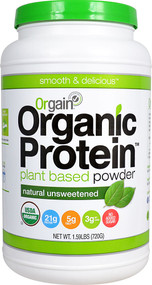 Orgain, Organic Protein Powder, Plant Based, Natural Unsweetened, 1.59 lbs (720 g) (Discontinued Item)