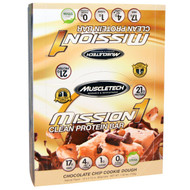 Muscletech, Mission1 Baked Protein Bar, Chocolate Chip Cookie Dough, 12 Bars, 2.12 oz (60 g) Each