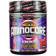 ALLMAX Nutrition, AMINOCORE, BCAA, 8G BCAAs, 100% Pure 45:30:25 Ratio, Gluten Free, Fruit Punch Blast, 1 lbs. (462 g)