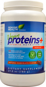 Genuine Health, Vegan Proteins Plus,  Natural Chocolate - 28 oz