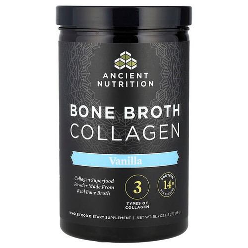 <img alt="Ancient Nutrition, Bone Broth Collagen, Vanilla, 18.3 oz (519 g)" title="Ancient Nutrition, Bone Broth Collagen, Vanilla, 18.3 oz (519 g),816401020390"
