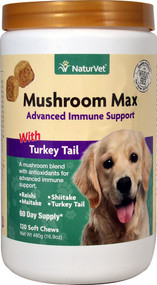NaturVet Mushroom Max Advanced Immune Support with Turkey Tail for Dogs -- 120 Soft Chews
