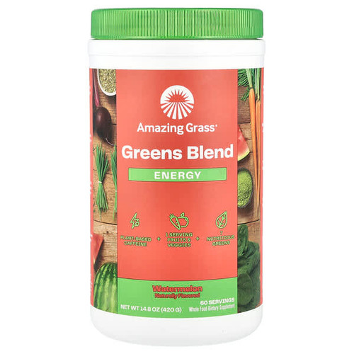 <img alt="Amazing Grass, Greens Blend, Energy, Watermelon, 14.8 oz (420 g)" title="Amazing Grass, Greens Blend, Energy, Watermelon, 14.8 oz (420 g),829835004089"