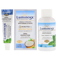 Lumineux Oral Essentials, Whitening Strips, 28 Strips + Bonus Mouthwash & Toothpaste, 28 Strips
