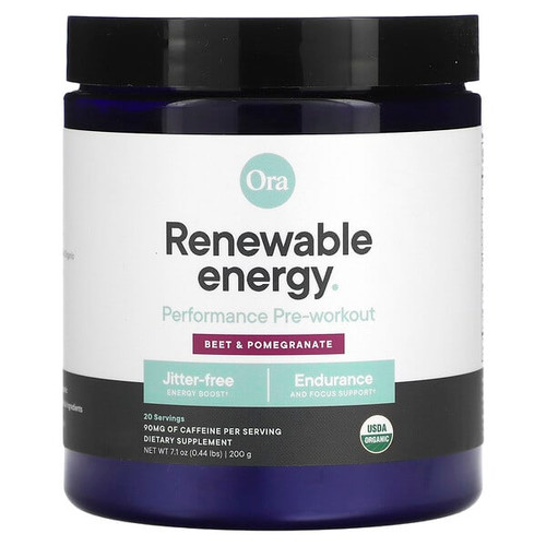 <img alt="Ora, Renewable Energy, Performance Pre-Workout, Beet & Pomegranate, 0.44 lb (200 g)" title="Ora, Renewable Energy, Performance Pre-Workout, Beet & Pomegranate, 0.44 lb (200 g),856720007016"