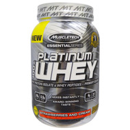 Muscletech, Platinum 100% Whey, Strawberries and Cream, 2.00 lbs (907 g)