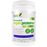 Genuine Health Corporation, Fermented Vegan Proteins+, Digestive Support, Unsweetened & Unflavored, 17.6 oz (500 g)