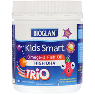Bioglan, Kids Smart, Omega-3 Fish Oil, Trio Flavor, 180 Chewable Burstlets