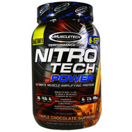 Muscletech, Nitro Tech Power  Ultimate Muscle Amplifying Protein, Triple Chocolate Supreme, 2 lbs (907 g)