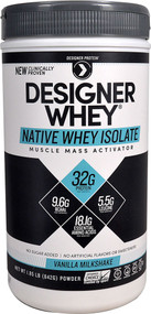 Designer Protein Designer Whey Native Whey Isolate Vanilla Milkshake -- 1.85 lbs