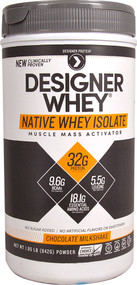 Designer Protein Native Whey Isolate Chocolate Milkshake -- 1.85 lbs