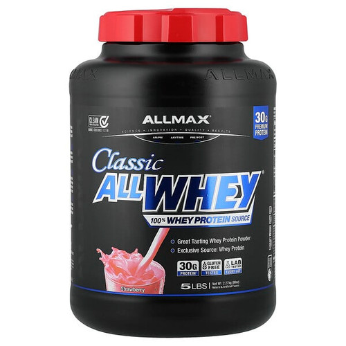<img alt="ALLMAX, CLASSIC ALLWHEY, 100% Whey Protein Source, Strawberry, 5 lbs (2.27 kg)" title="ALLMAX, CLASSIC ALLWHEY, 100% Whey Protein Source, Strawberry, 5 lbs (2.27 kg),665553225180"