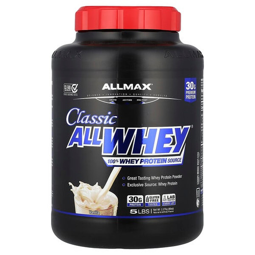 <img alt="ALLMAX, CLASSIC ALLWHEY, 100% Whey Protein Source, Vanilla, 5 lbs (2.27 kg)" title="ALLMAX, CLASSIC ALLWHEY, 100% Whey Protein Source, Vanilla, 5 lbs (2.27 kg),665553225173"