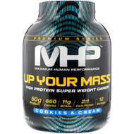 Maximum Human Performance, Up Your Mass, High Protein Super Weight Gainer, Cookies & Cream, 4.66 lbs (2,112 g)