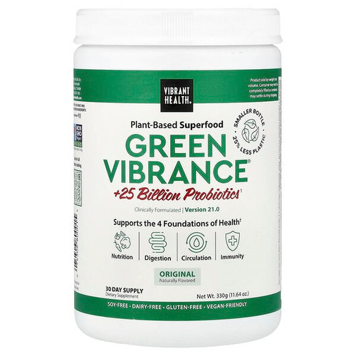 <img alt="Vibrant Health, Green Vibrance +25 Billion Probiotics, Version 21.0, 11.64 oz (330 g)" title="Vibrant Health, Green Vibrance +25 Billion Probiotics, Version 21.0, 11.64 oz (330 g),074306800015"