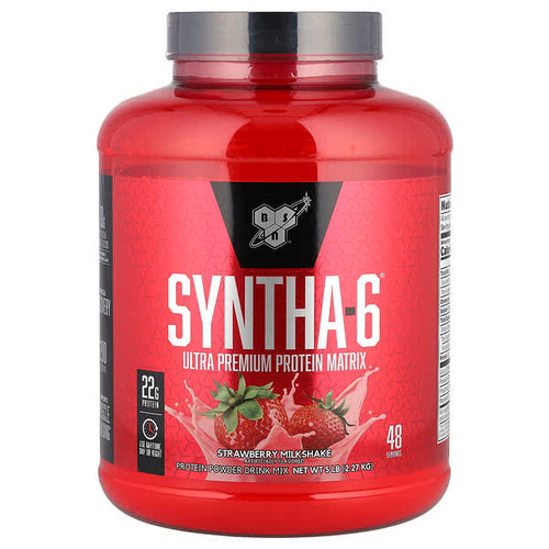 <img alt="BSN, Syntha-6, Ultra Premium Protein Matrix, Strawberry Milkshake, 5 lbs (2.27 kg)" title="BSN, Syntha-6, Ultra Premium Protein Matrix, Strawberry Milkshake, 5 lbs (2.27 kg),834266007158"