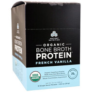 Dr. Axe / Ancient Nutrition, Organic Bone Broth Protein, French Vanilla, 12 Single Serve Packets, 1.02 oz (29 g) Each