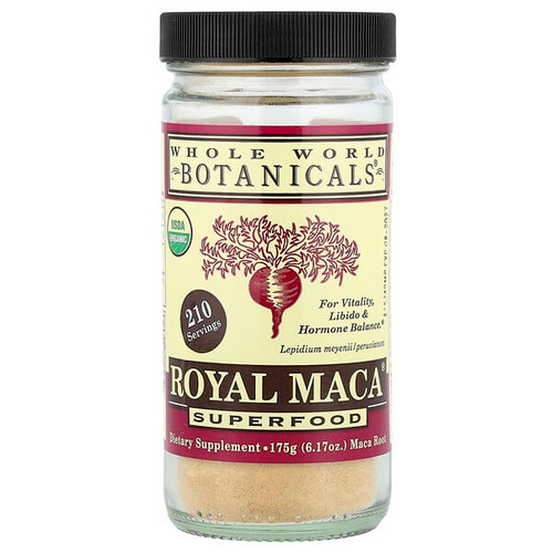 <img alt="Whole World Botanicals, Royal Maca, Superfood, 6.17 oz (175 g)" title="Whole World Botanicals, Royal Maca, Superfood, 6.17 oz (175 g),691195001509"