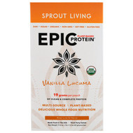 Sprout Living, Organic, Epic Plant-Based Protein, Vanilla Lucuma, 16 Pouches, 1.2 oz (32 g) Each