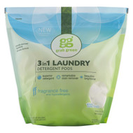 GrabGreen, 3-in-1 Laundry Detergent Pods, Fragrance Free, 132 Loads