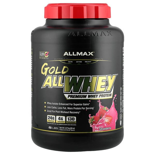 <img alt="ALLMAX, GOLD ALLWHEY, Premium Whey Protein, Strawberry, 5 lbs (2.27 kg)" title="ALLMAX, GOLD ALLWHEY, Premium Whey Protein, Strawberry, 5 lbs (2.27 kg),665553121369"