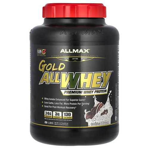 <img alt="ALLMAX, GOLD ALLWHEY, Premium Whey Protein, Cookies & Cream, 5 lbs (2.27 kg)" title="ALLMAX, GOLD ALLWHEY, Premium Whey Protein, Cookies & Cream, 5 lbs (2.27 kg),665553225067"